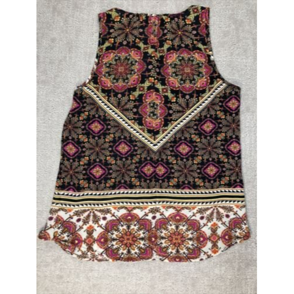 Meraki Scarf Patterned Black/White/Pink W/Tassel Tank Top Blouse, Size S… - Picture 6 of 6